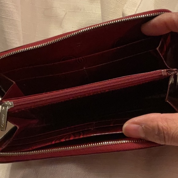 EC - Beautiful Cartier Happy Birthday print red long zip around wallet - Picture 8 of 12